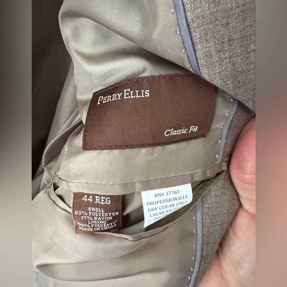 Perry Ellis Brown/Tan Suit 44 Regular - Picture 3 of 4